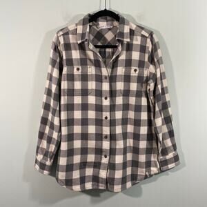 Woolrich Women Black & White Gingham Button Up Pemberton Boyfriend Flannel Sz S